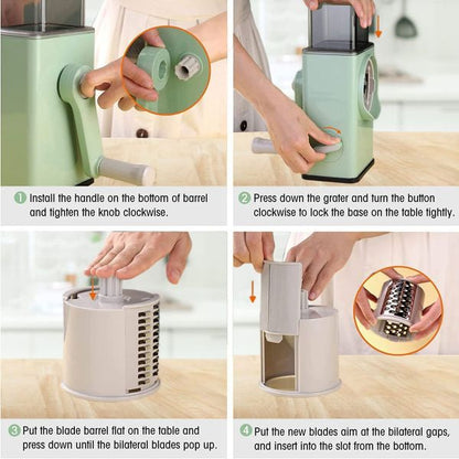Multifunctional Rotary Vegetable Cutter 3 In 1 Shredder , slicer and grinder