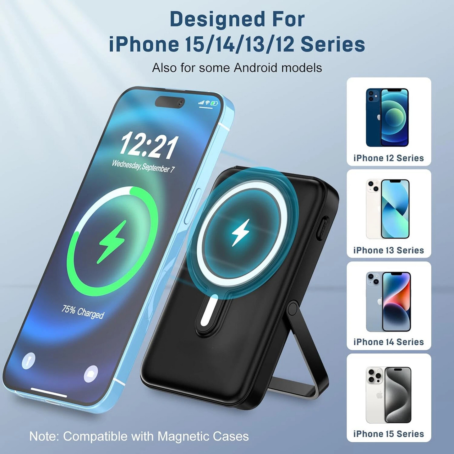 20000mAh  22.5W  Magnetic Wireless Power Bank with Cable Stand